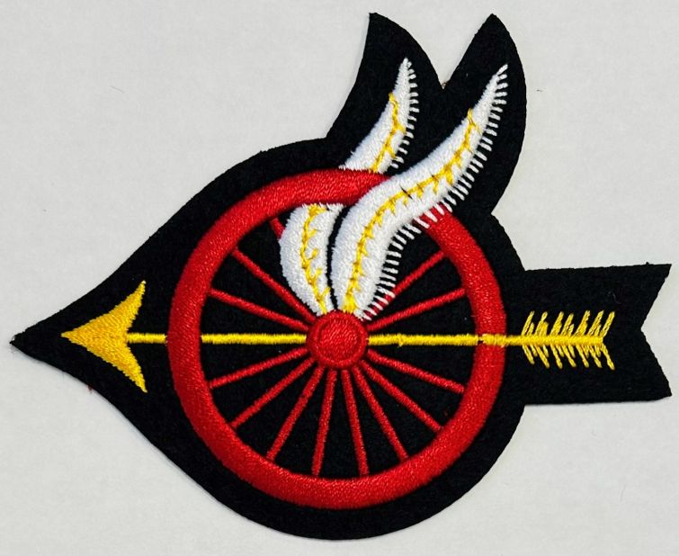 MOTOR OFFICER PATCH - WHEEL WITH WINGS POINTING LEFT - 3.5" x 4" - SEW ON.